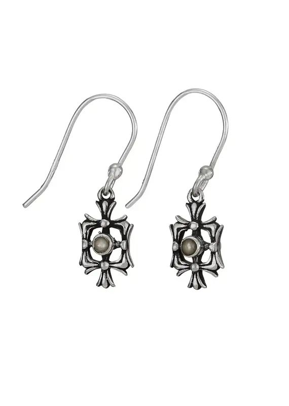 Tiger Mountain Framed Pearl and Sterling Silver Earrings