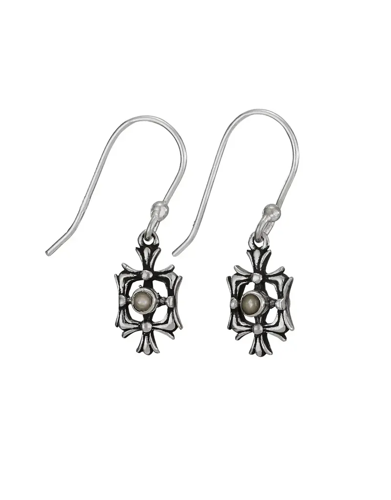 Tiger Mountain Framed Pearl and Sterling Silver Earrings