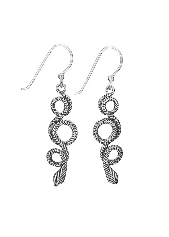 Tiger Mountain Slithering Snake Sterling Silver Dangle Earrings