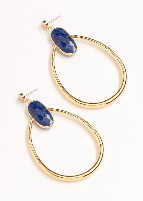 Nakamol Chicago Oval Lapis Gold Teardrop Earrings