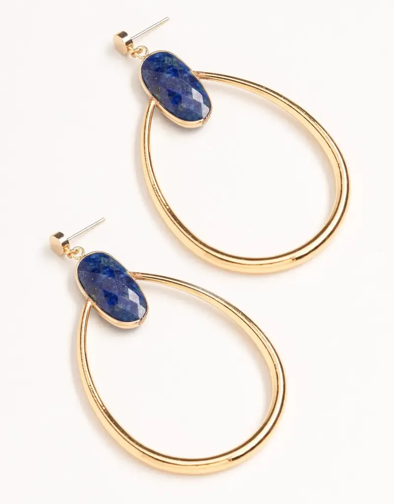 Nakamol Chicago Oval Lapis Gold Teardrop Earrings