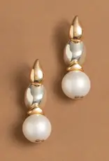Nakamol Chicago White Pearl Silver Gold Combo Earrings