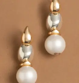 Nakamol Chicago White Pearl Silver Gold Combo Earrings