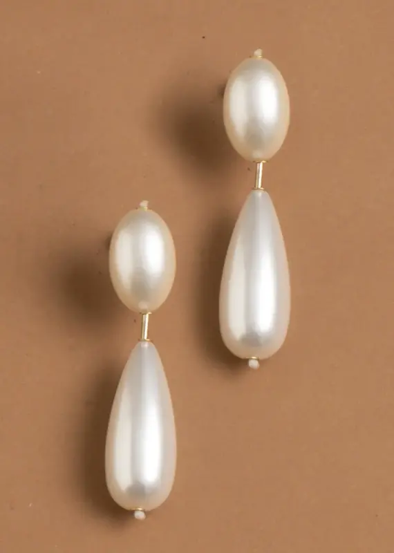 Nakamol Chicago Double Drop White Pearl Earrings