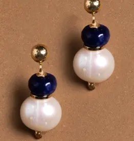 Nakamol Chicago White Blue Bead Dainty Drop Earrings