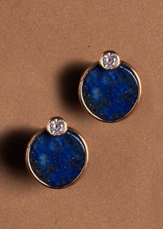 Nakamol Chicago Gold-Rimmed Blue Coin Earrings