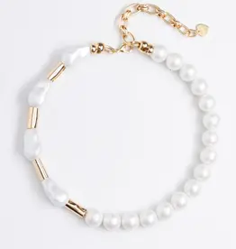 Nakamol Chicago White Pearl Gold Mix Necklace