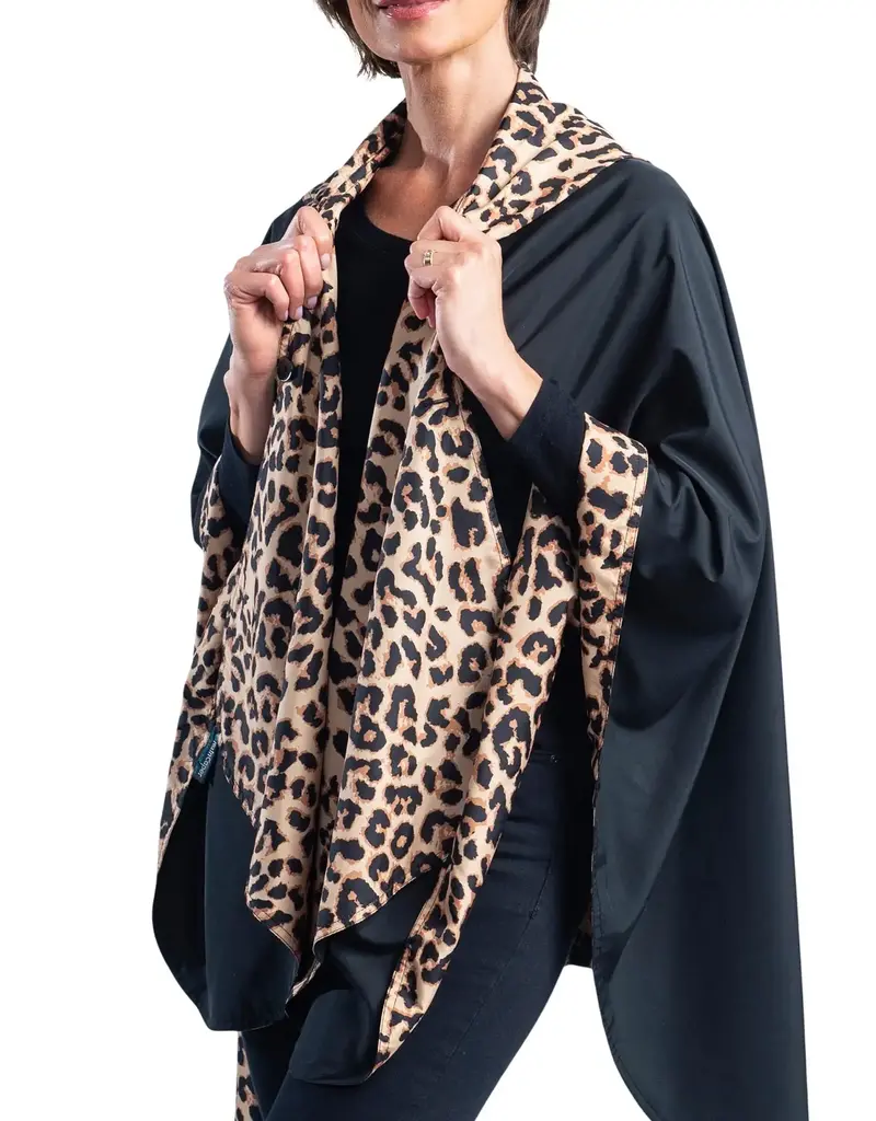 RainCaper Black and Leopard Rain & Travel Cape