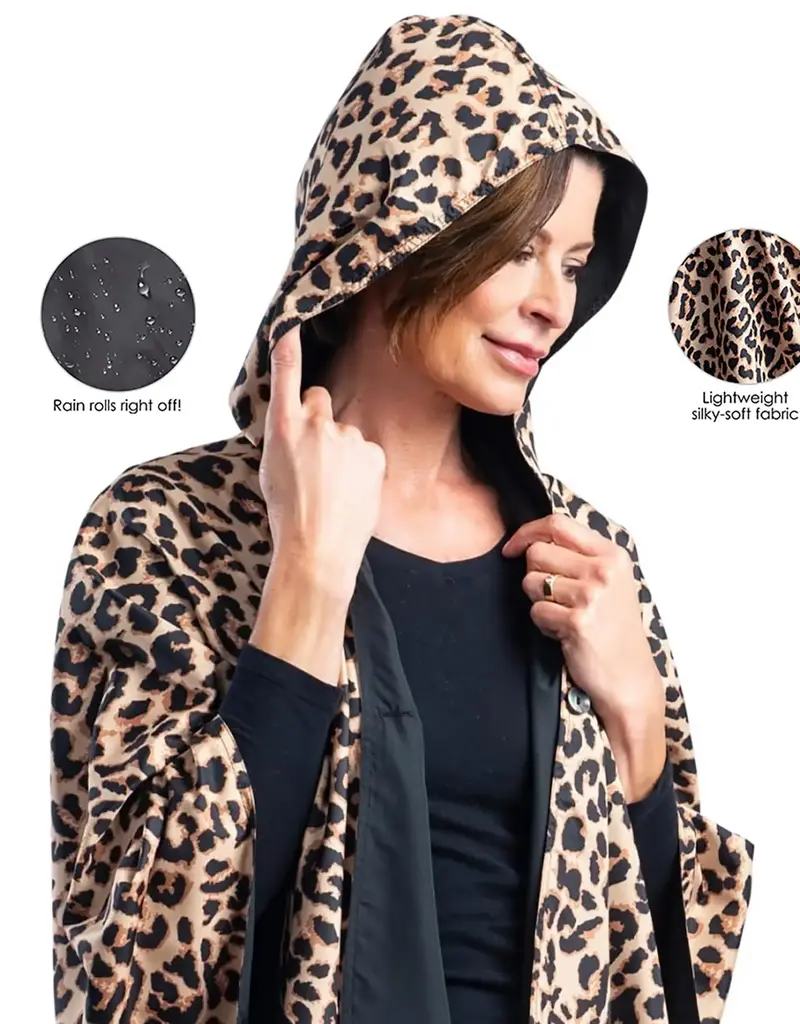 RainCaper Black and Leopard Rain & Travel Cape