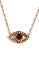 Soul Charms 18K Gold Plated Evil Eye Necklace