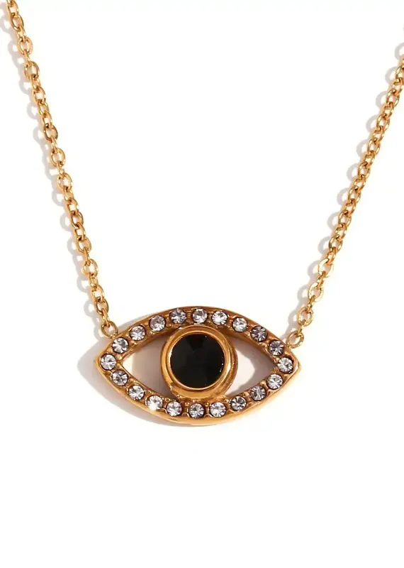 Soul Charms 18K Gold Plated Evil Eye Necklace
