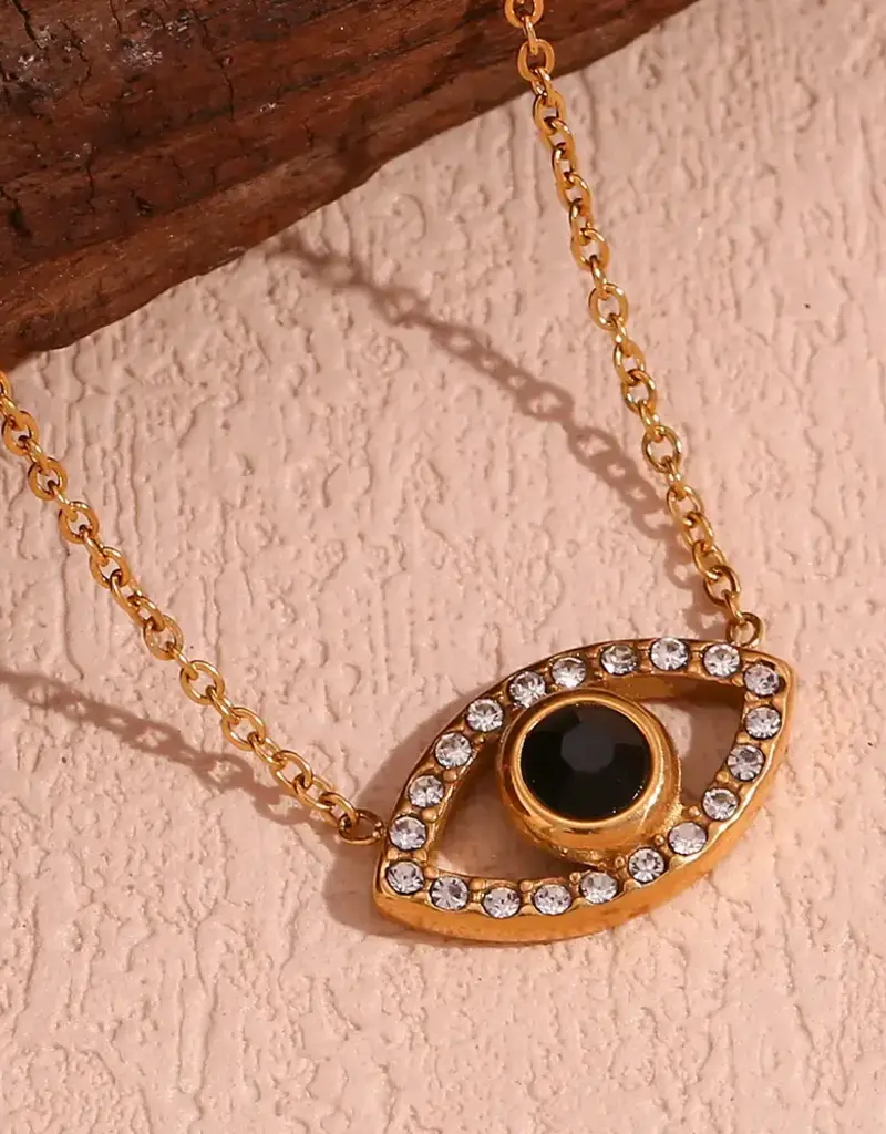 Soul Charms 18K Gold Plated Evil Eye Necklace