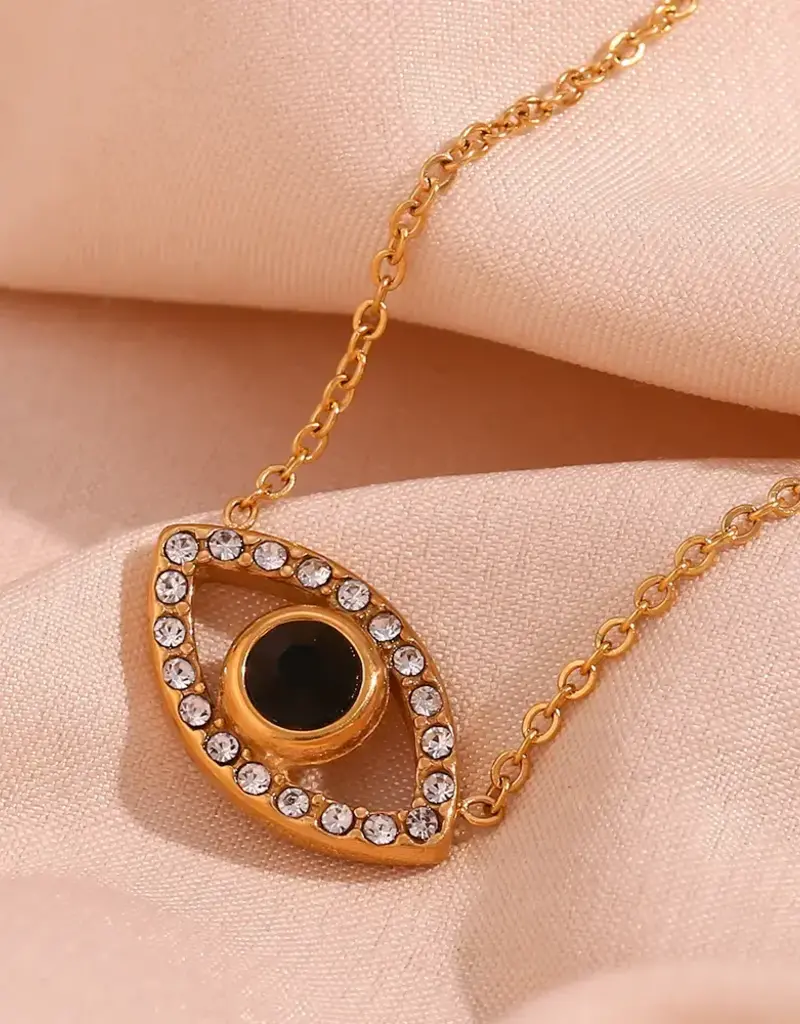 Soul Charms 18K Gold Plated Evil Eye Necklace