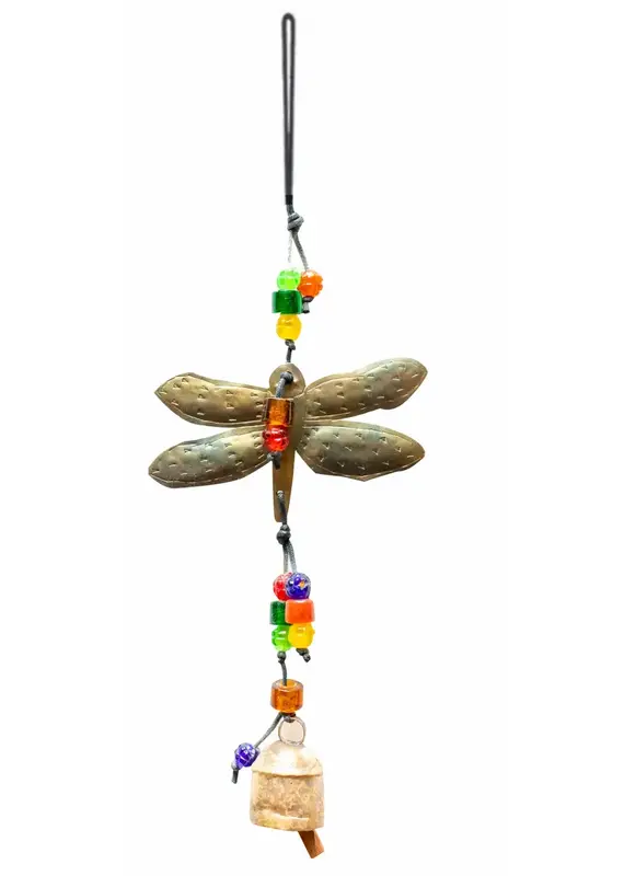 Moksha Single Dragonfly Beaded Bell Chime