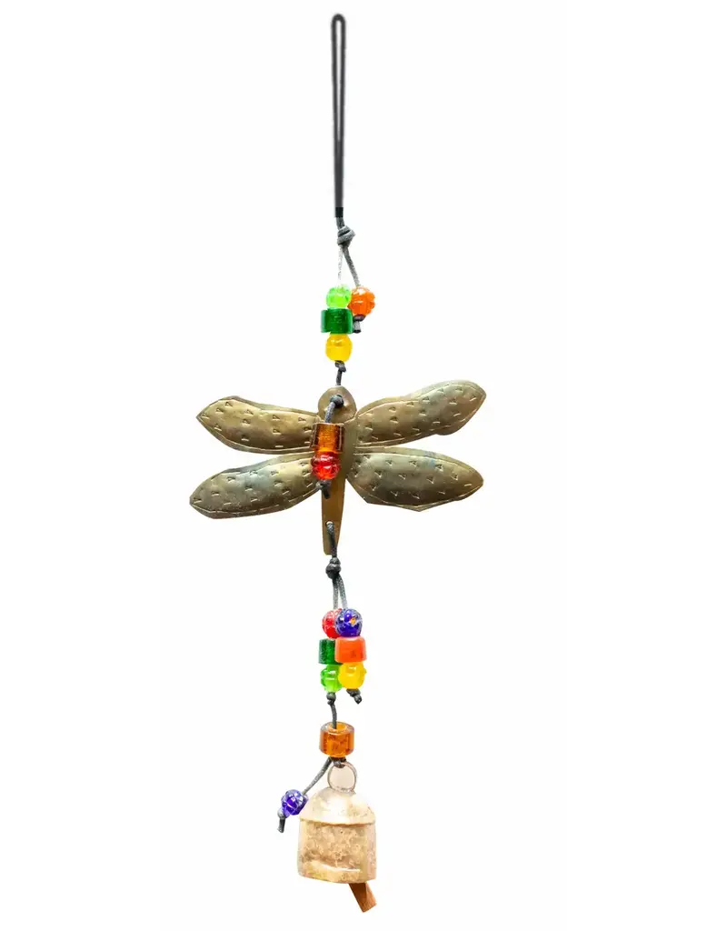 Moksha Single Dragonfly Beaded Bell Chime