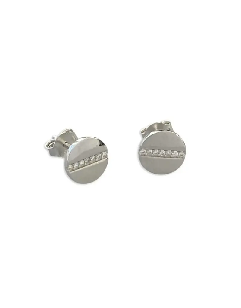 Acomo Cubic Zirconia Strip Disc Earrings
