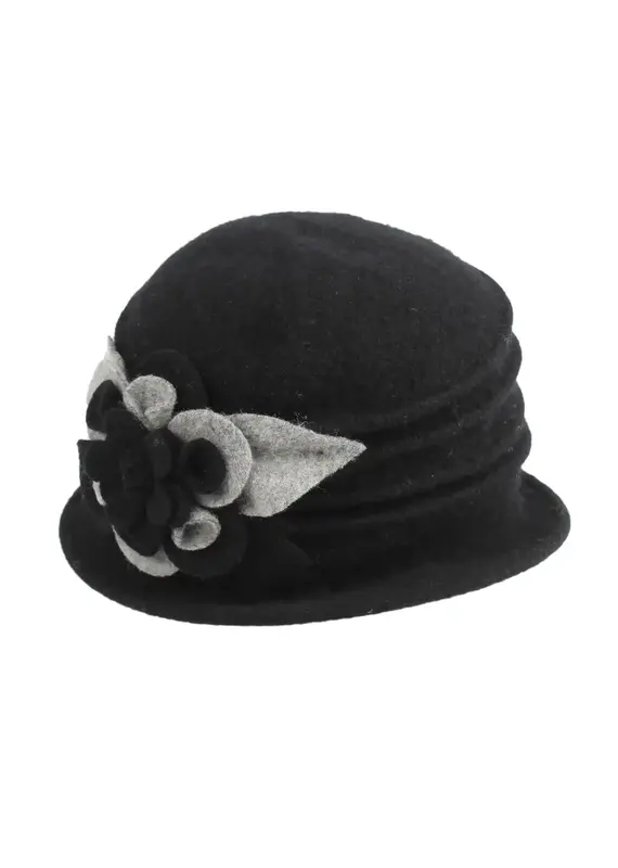 Jeanne Simmons Boiled Wool Pleated Floral Hat