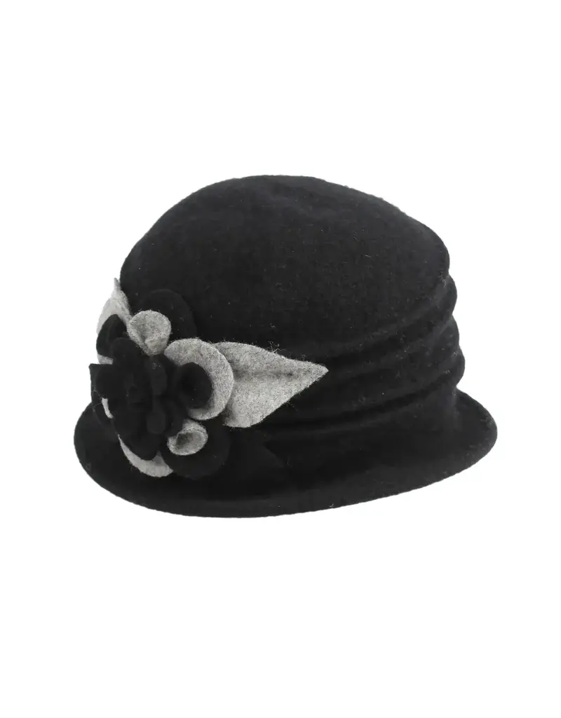 Jeanne Simmons Boiled Wool Pleated Floral Hat