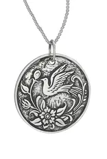 Tiger Mountain In the Garden Sterling Silver Bird and Flower Necklace