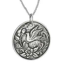 Tiger Mountain In the Garden Sterling Silver Bird and Flower Necklace