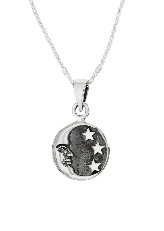 Tiger Mountain Moon and Stars Sterling Silver Necklace