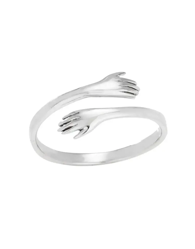 Tiger Mountain Hand Hug Sterling Silver Ring