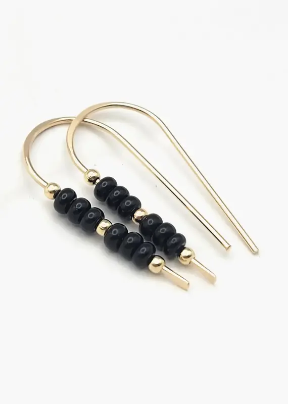 Bijou by Sam Gold & Black Beaded Threader Earrings