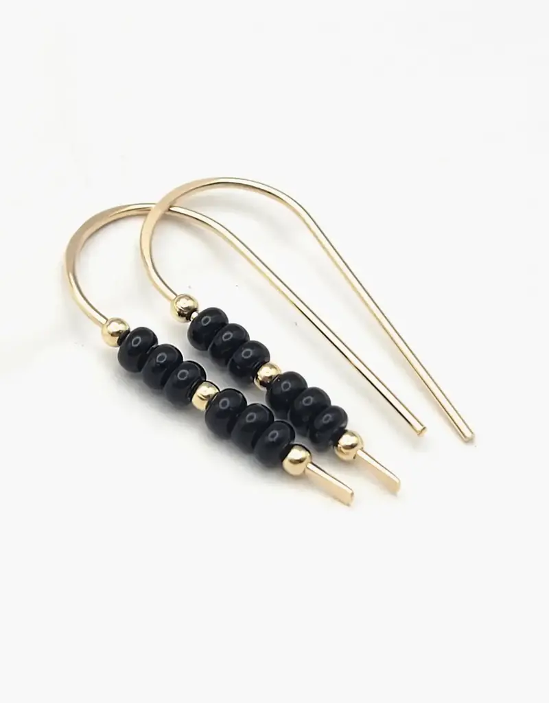 Bijou by Sam Gold & Black Beaded Threader Earrings