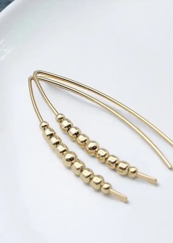 Bijou by Sam Contemporary Gold Beaded Threader Earrings