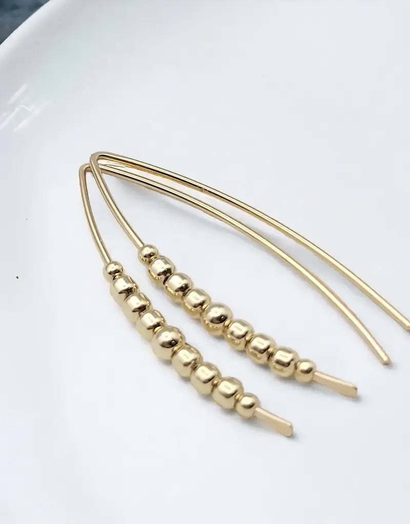 Bijou by Sam Contemporary Gold Beaded Threader Earrings