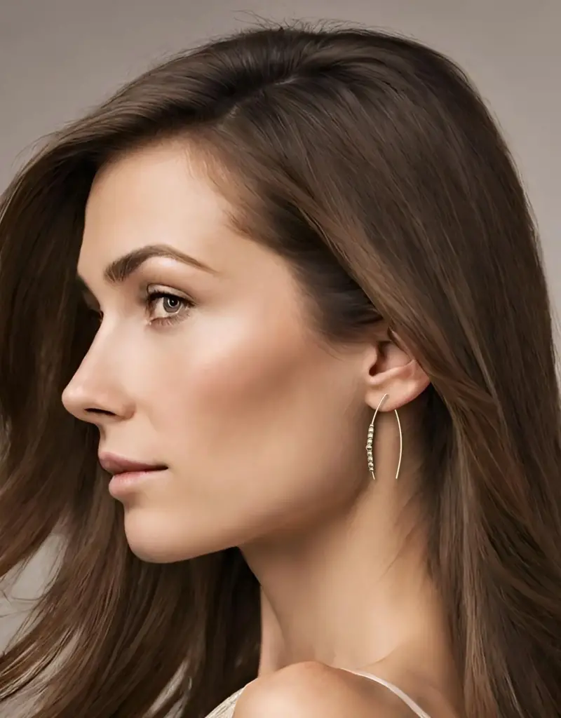 Bijou by Sam Contemporary Gold Beaded Threader Earrings