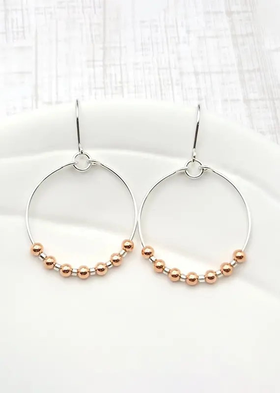 Bijou by Sam Sterling Silver Hoop Earrings with Copper Beads
