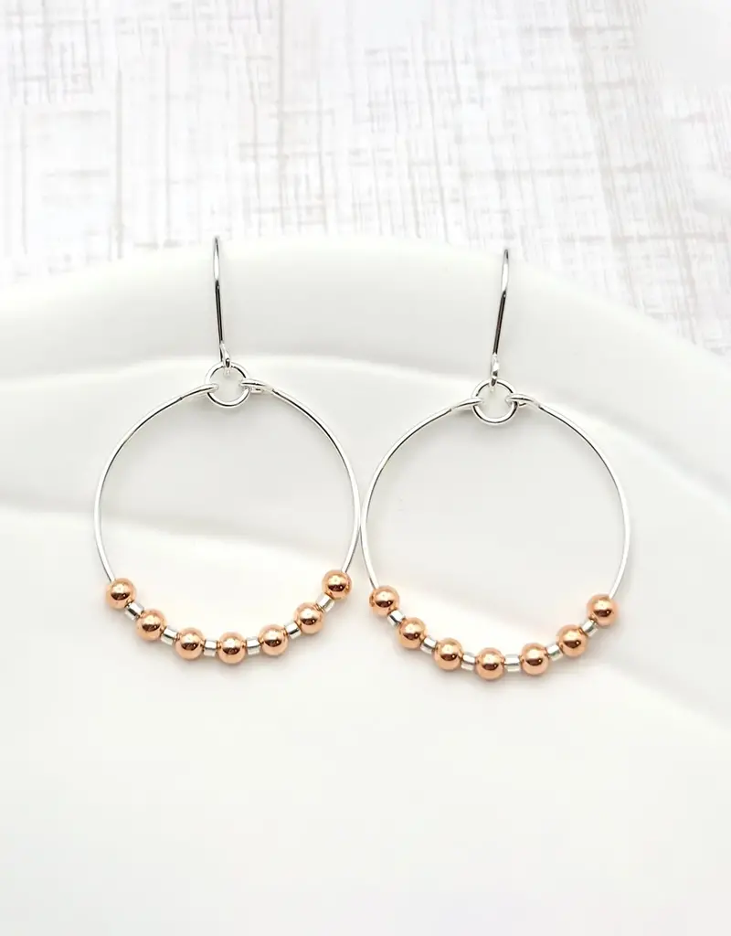 Bijou by Sam Sterling Silver Hoop Earrings with Copper Beads