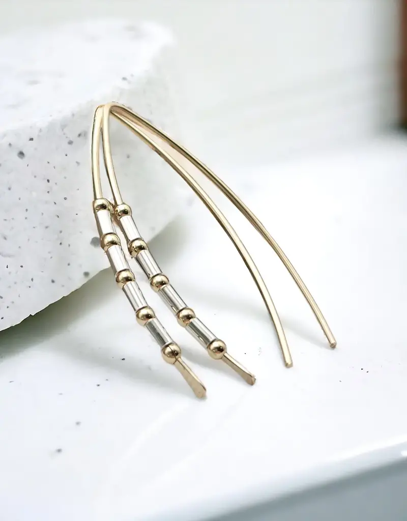 Bijou by Sam 14K Gold and Sterling Silver Open Hoop Threader Earrings