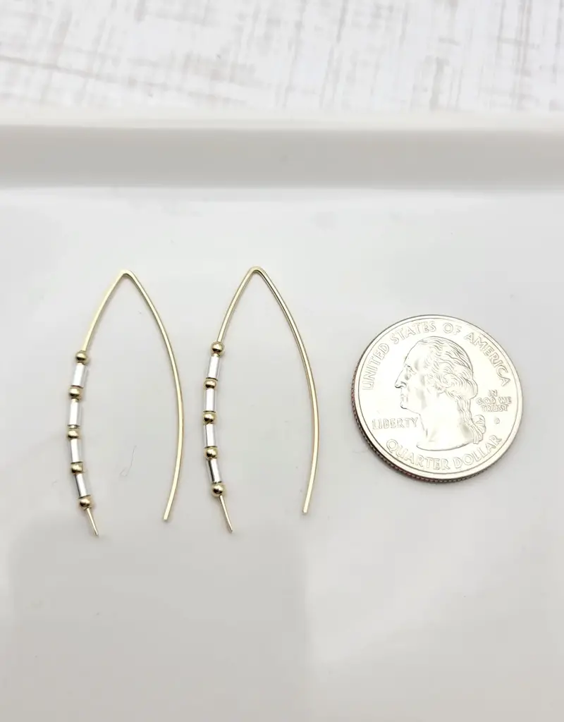 Bijou by Sam 14K Gold and Sterling Silver Open Hoop Threader Earrings