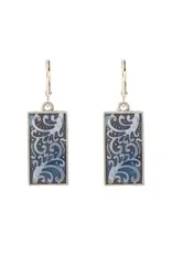 Baked Beads Patterned Enamel Rectangle Earrings