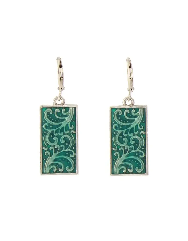 Baked Beads Patterned Enamel Rectangle Earrings