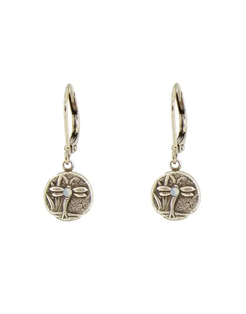 Baked Beads Etched Dragonfly Earrings