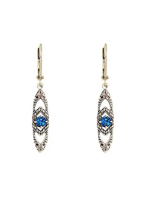 Baked Beads Vintage Crystal Navette Earrings