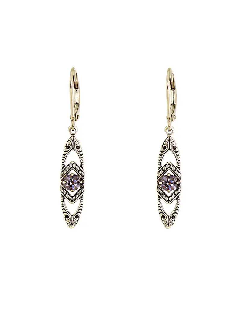Baked Beads Vintage Crystal Navette Earrings