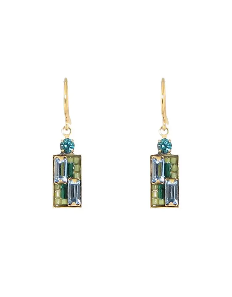 Baked Beads Geometric Rectangle Mosaic Earrings