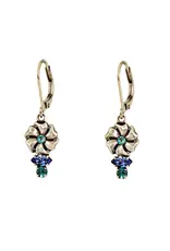 Baked Beads Stacked Crystal Flower Earrings