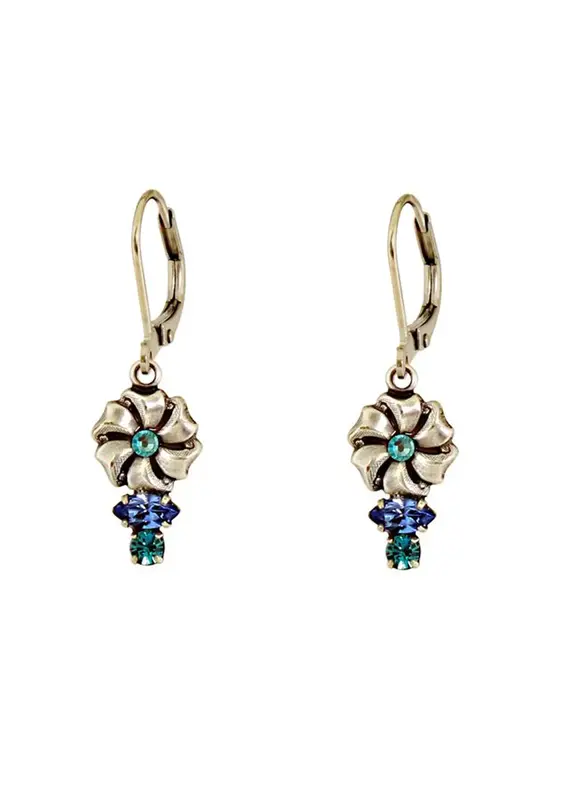 Baked Beads Stacked Crystal Flower Earrings