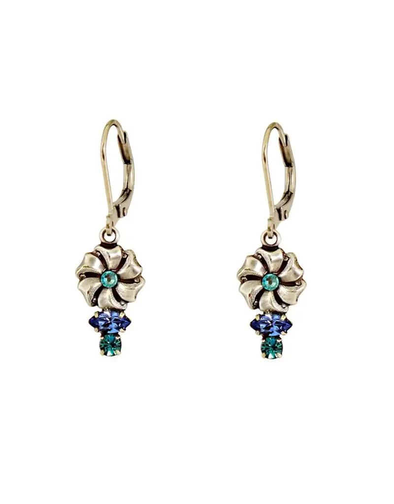 Baked Beads Stacked Crystal Flower Earrings