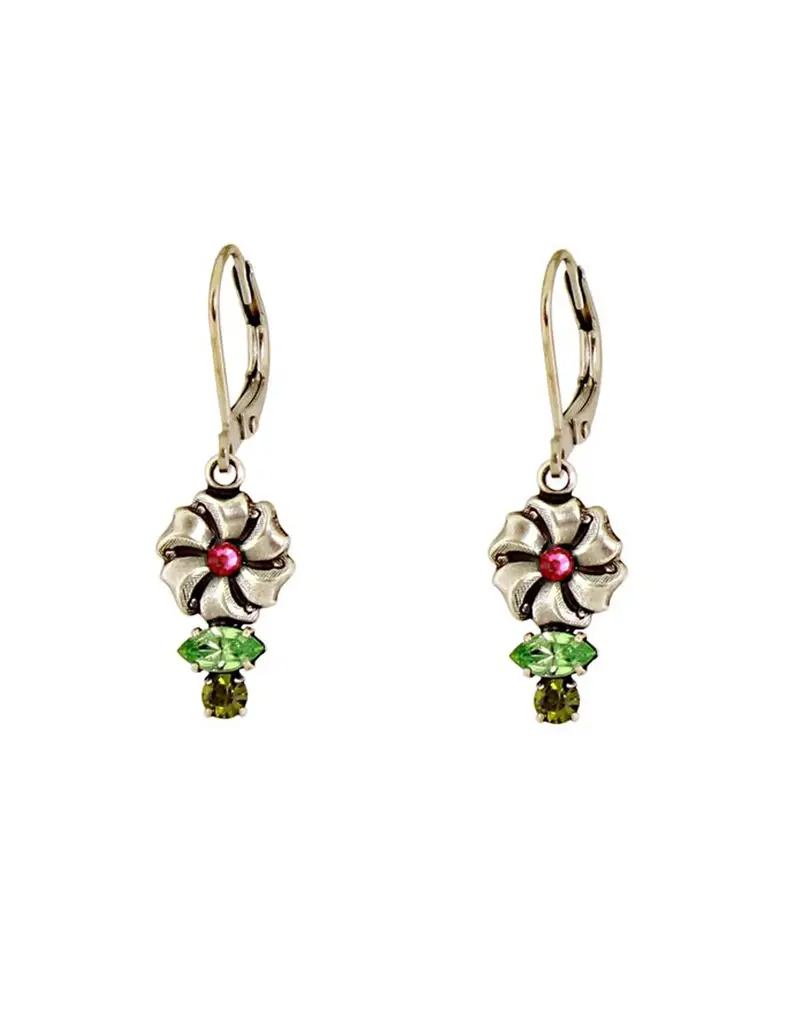 Baked Beads Stacked Crystal Flower Earrings