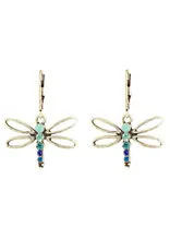 Baked Beads Crystal Hollow Wing Dragonfly Earrings