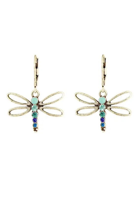 Baked Beads Crystal Hollow Wing Dragonfly Earrings