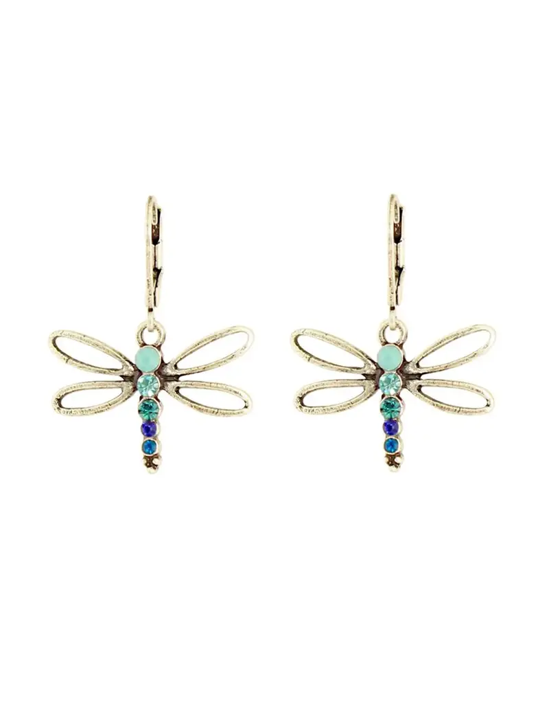 Baked Beads Crystal Hollow Wing Dragonfly Earrings