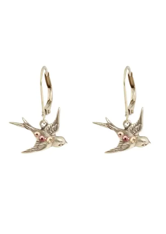 Baked Beads Crystal Bird Earrings