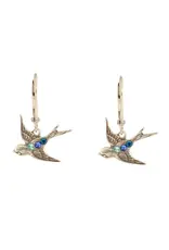 Baked Beads Crystal Bird Earrings